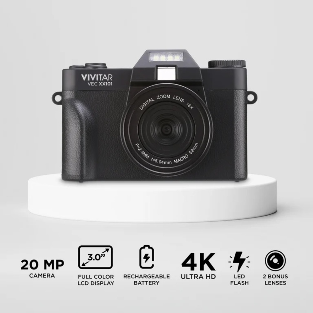 NEW✨ Vivitar 4K WiFi Digital Camera 20MP 8x Digital Zoom LED Display Macro Lens
